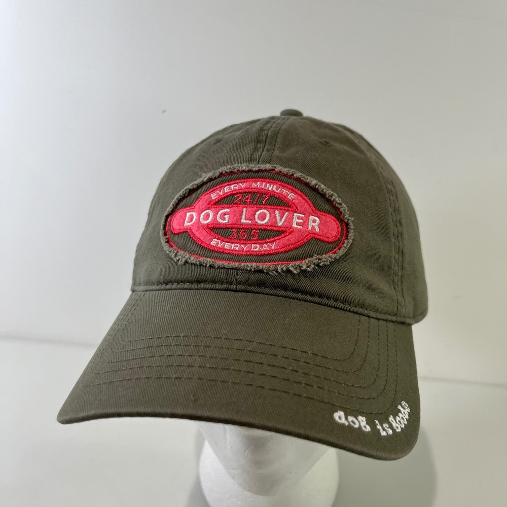 New Dog Is Good Dog Lover Baseball Hat Women Olive Green Adjustable Casual